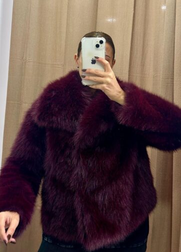 ABRIGO DE PELO  BURDEOS